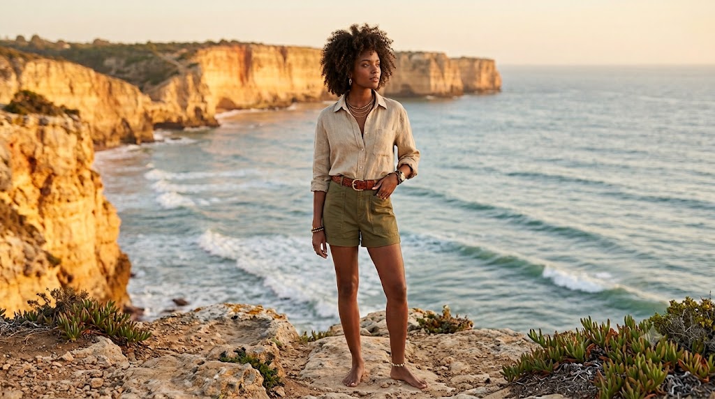 The Olive Green Utility Shorts & Linen Shirt